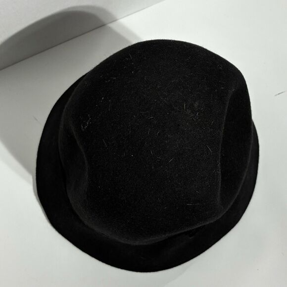 Gymboree 100% Wool Black Cloche Hat Bow Accent Girls Size L (2015) Classic Style - Picture 3 of 5